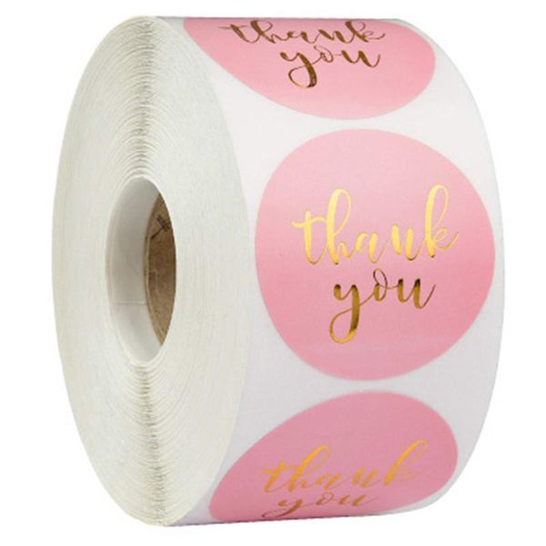 

500pcs round labels kraft paper thank you sticker dragees candy bag flower gift box cake boxes and packaging wedding stickers