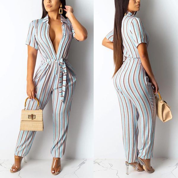 

women's jumpsuits & rompers women jumpsuit jumper striped short sleeves casual summer beach party tc21, Black;white