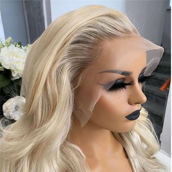 

synthetic wigs prepluckeblonde 613 color body wave hair lace front wig with baby high temperature for black women daily