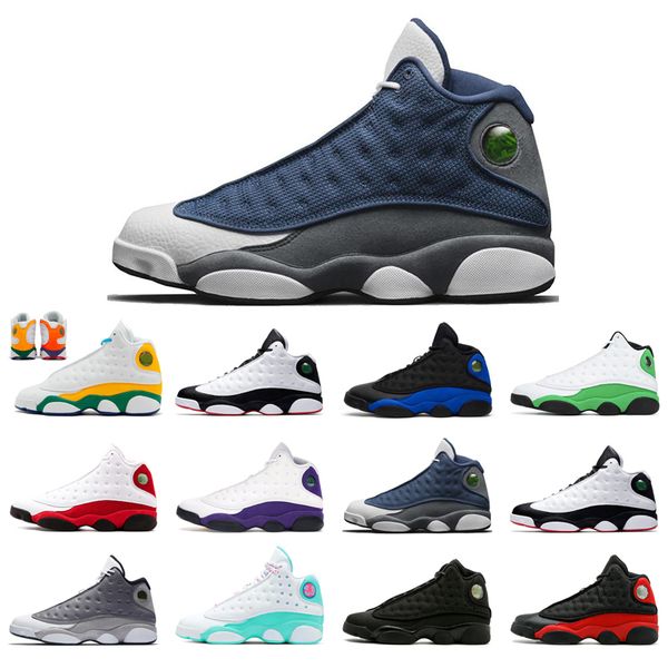 

man basketball shoes 13 13s atmosphere grey green black cat bred chicago court purple flint he got game hyper royal lucky playground trainer, White;red