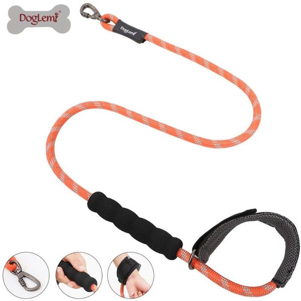 

dog collars & leashes reflecting round leash padded handle nylon pet rope lead