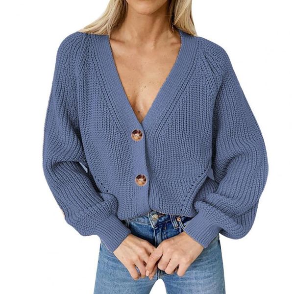 

women's knits & tees women sweater solid color single-breasted autumn loose long sleeve v neck knitted coat knitwear casual sweaters s, White