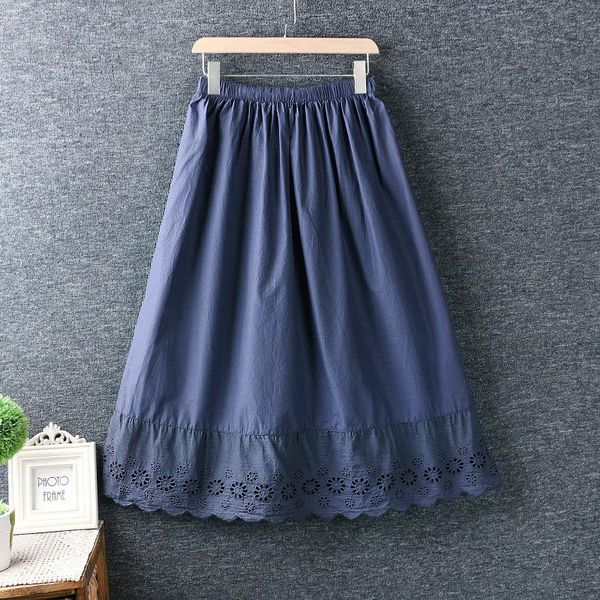 

skirts cute mori girl hollow lace cotton loose elastic waist women faldas mujer retro lolita gothic black skirt saia petticoat