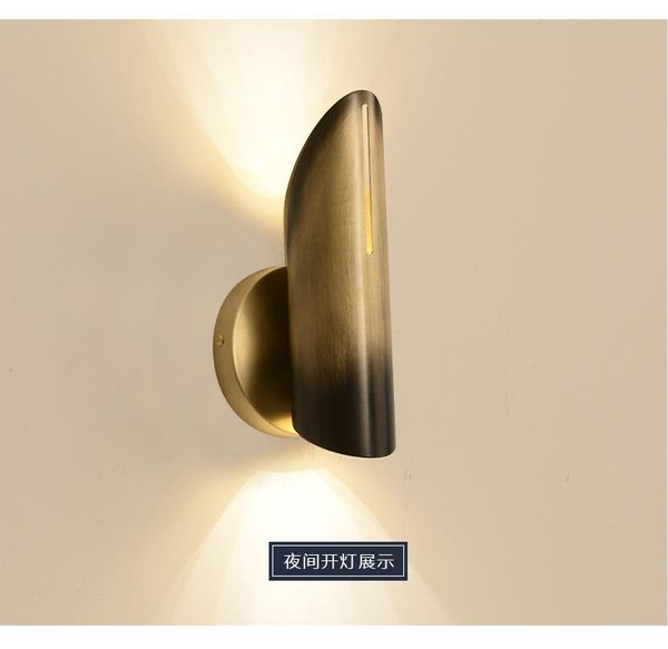 

wall lamp nordic postmodern minimalist bathroom mirror headlights brass bedroom copper aisle lights pure