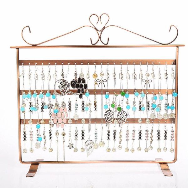 

jewelry pouches, bags 72 holes earrings/necklace/ear studs display holder stand showcase metal organizer rack flat earring, Pink;blue