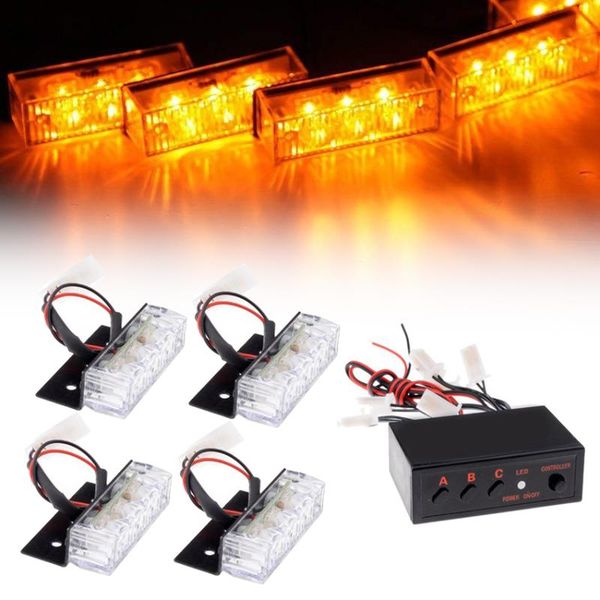 

emergency lights 3 flashing modes led light car grille strobe head hazard warning signal lamp 12v