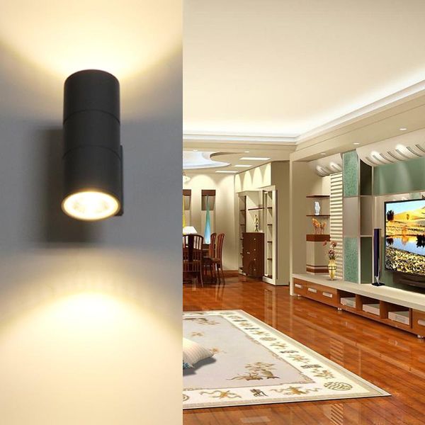 

20w cob led wall lamp up and down cylinder wall sconce waterproof ip65 warm white 85-265v for corridor garden
