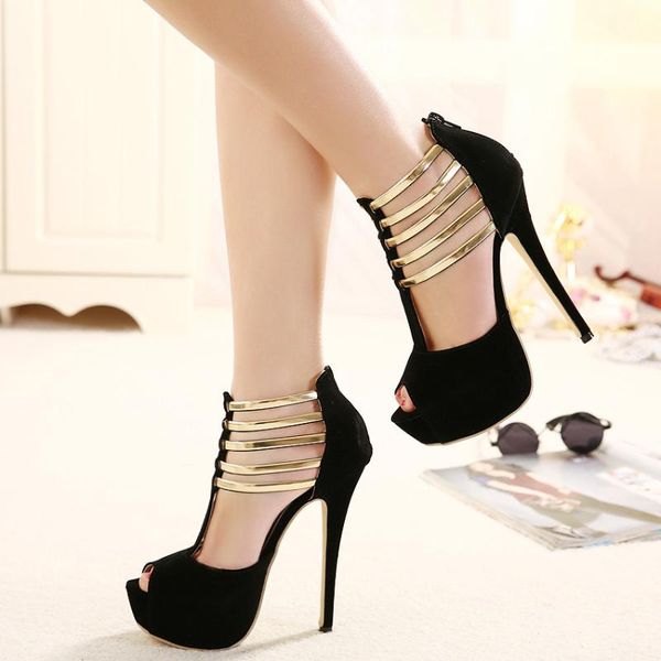 

dress shoes colorful high heeled metal decorative in size 35-45, Black