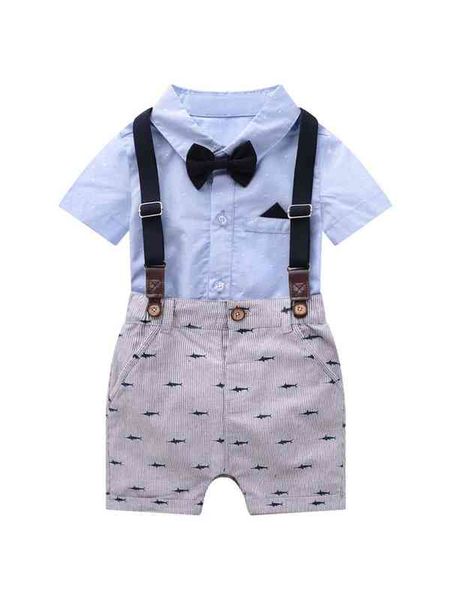 

baby boy bow tie shirt & suspender shorts she, White