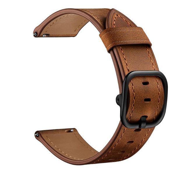 

watch bands beafiry genuine leather band 22mm brown black calfskin straps for huawei women men watchband, Black;brown