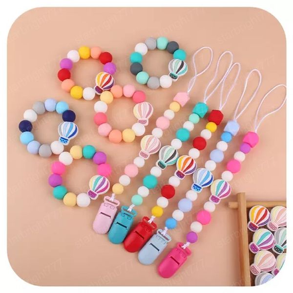

pacifier holder clips+teethers set silicon balloon bead chain 2021 original infant feeding accessories gift