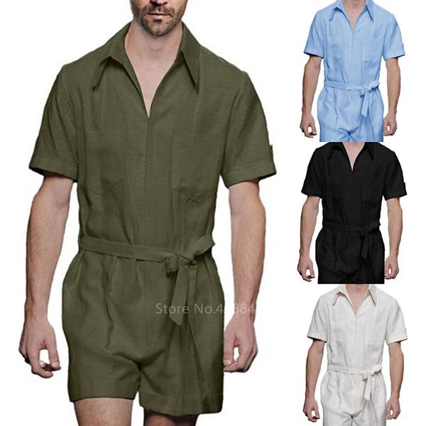 

2021 new medieval summer men cosplay costume shirt viking pirate work wear bandage solid color casual linen jumpsuit kjns, Black
