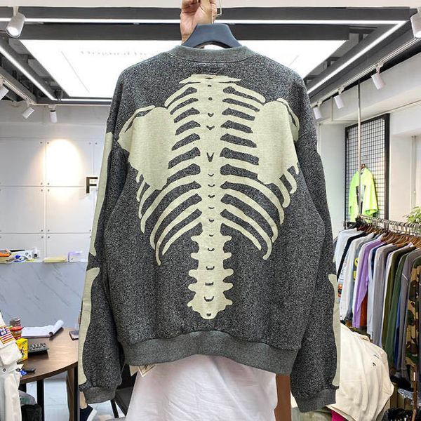 

2021 new oversize esqueleto osso impresso moletom com o pescoo das mulheres dos homens 1:1 alta qualidade algodo casual kapital hoodie u0zz, Black