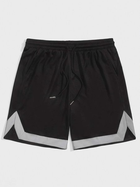 

men drawstring waist stripe trim shorts q1ks#, Black