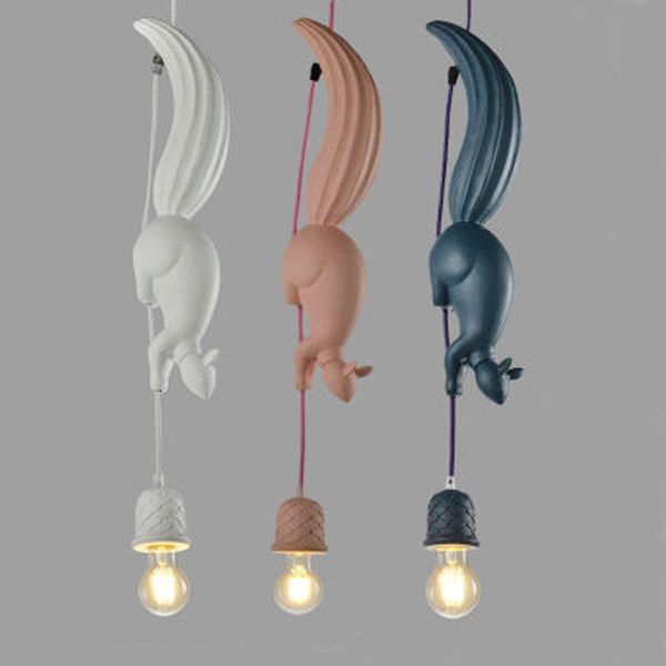 

pendant lamps nordic style creative chandelier restaurant bedroom kindergarten children's room decoration bar animal squirrel resin