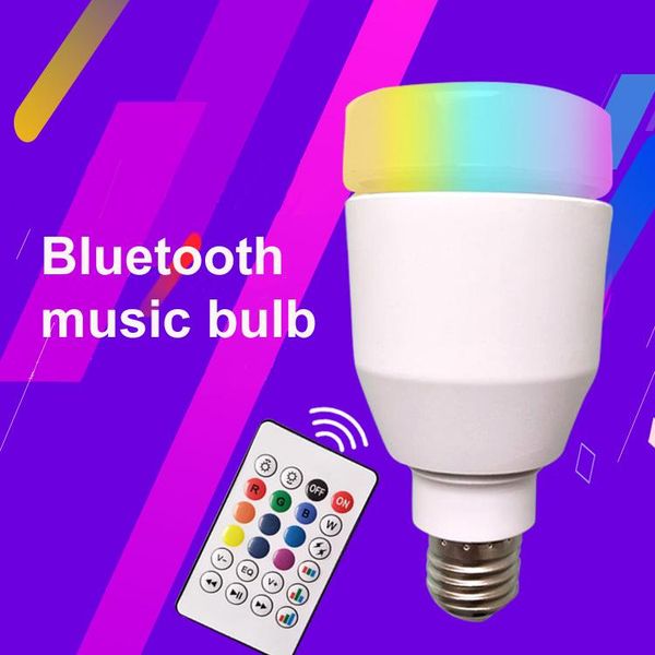 

bulbs e27 led music light bulb with 24 keys dimming remote control, support bluetooth