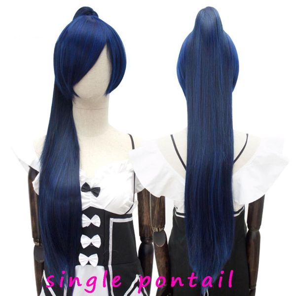 

synthetic wigs cosplay hair wig lolita ponytail pink fake women tails blue red blonde purple long straight natural mumupi, Black