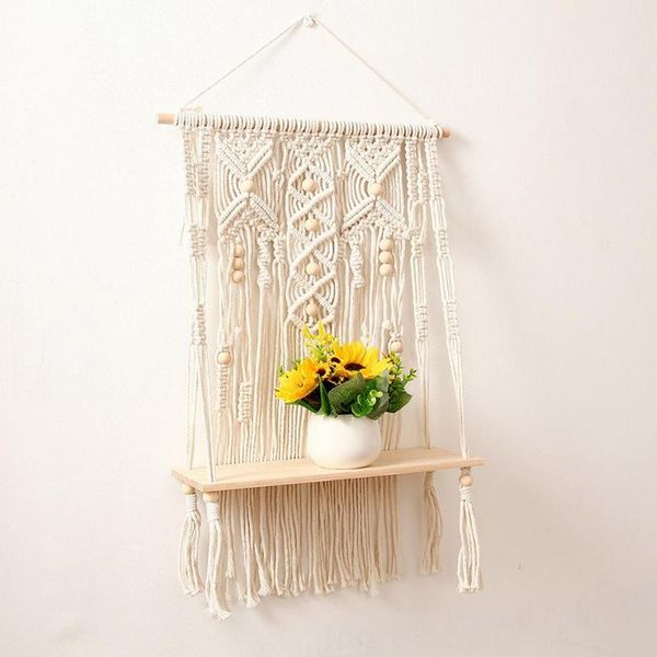 

tapestries bohemian wall hanging shelf handmade cotton rope rack plant holder decoration for kids room living home decor tapestry