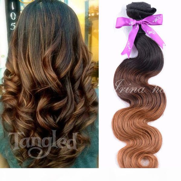

7a grade 100% unprocessed human hair brazilian body wave ombre hair weave bundles 3 pcs lot 100g bundles ombre hair extension 3 tone 1b 4 30, Black