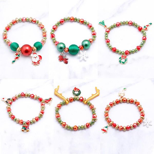 

beaded, strands beaded bracelet santa snowman candy wild female christmas gift, Black