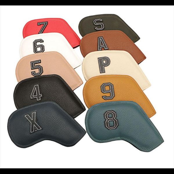 

golf training aids double-sided digital irons headcover club head cover protector waterproof pu leather wedges 4-9 aspx set -40