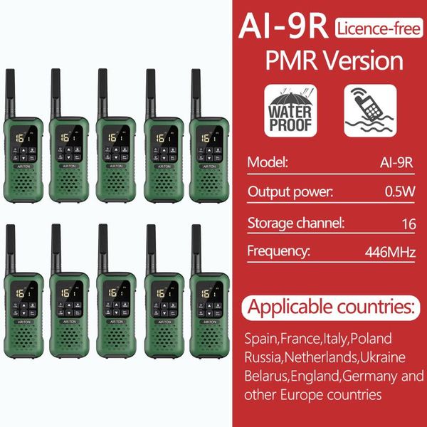 

walkie talkie airiton ai-9r floating ip67 waterproof walkie-talkies pmr portable two-way radio for motorola fishing kayak hiking