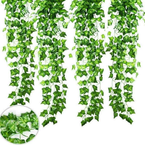 

artificial hanging plant fake leaf vine-greenery garland wedding party home decor 200 cm length home decor 24 pcs/set