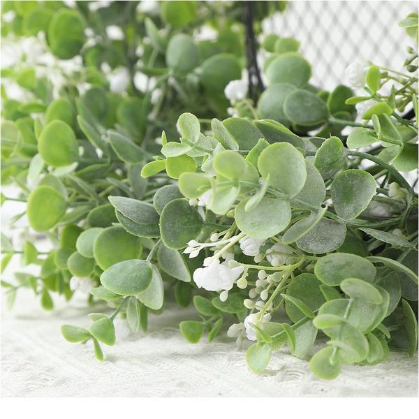 

artificial rattan with flowers fake plastic eucalyptus money leaves wedding christmas wreath decorative home bathroom de qylaum