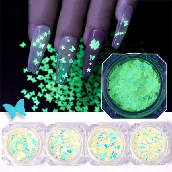 

nail art decorations luminous symphony butterfly sequins jewelry round pentagram geometric for women girl, Silver;gold