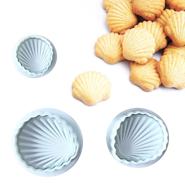 

baking moulds 3 pcs fondant cake decorating plunger cutter shell shape tools mold cookies sea cookie