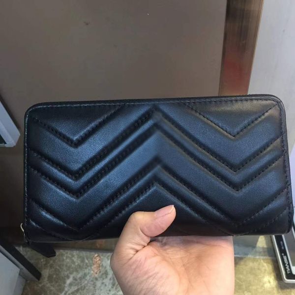 Mode Marke Frauen Münze Echtes Leder Brieftasche Lange Karte Bifold Brieftaschen frauen Wellenmuster geldbörse dame kupplung geldbörsen original Box Tasche 433115