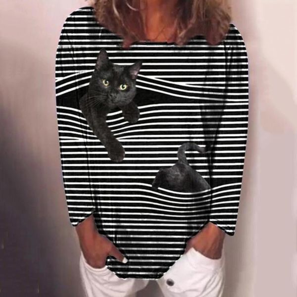 

women's blouses long sleeve 3d animal printed o-neck tee t-shirt blouse harry styles merch pulls femme automne hiver e1, White