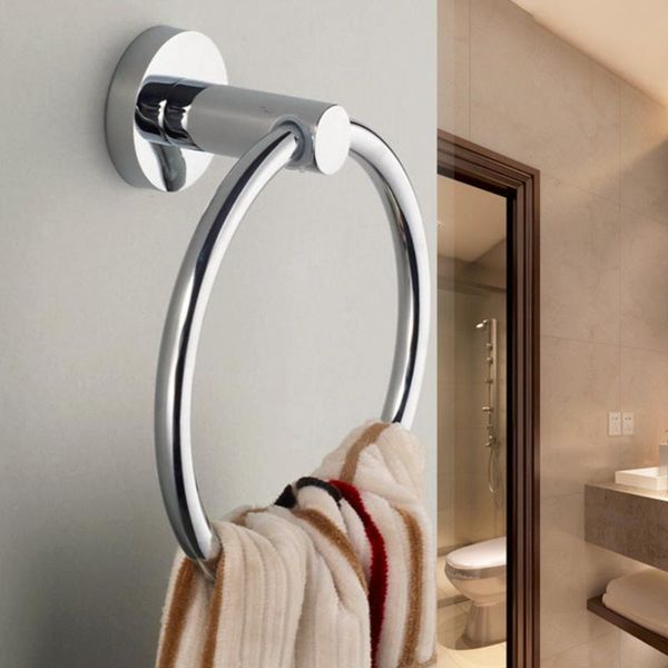 

stainless steel round style wall-mounted towel ring holder hanger bathroom