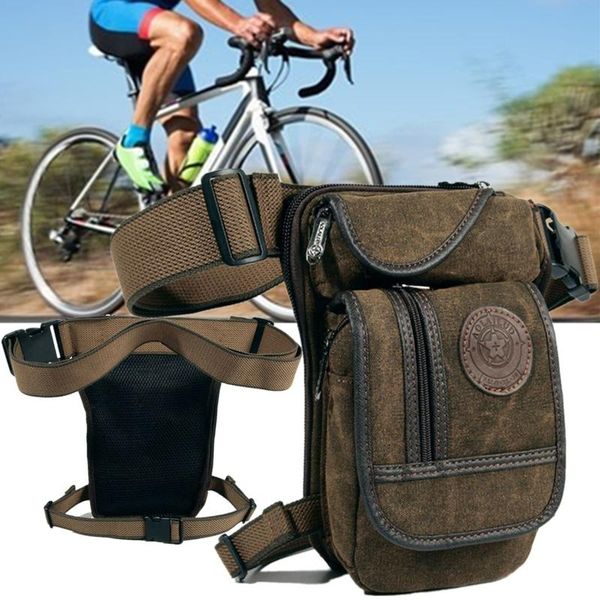 

men canvas waist drop leg bag thigh hip belt bum fanny pack tactical travel riding motorcycle messenger shoulder bags