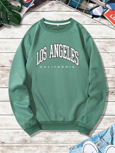

men letter graphic round neck sweatshirt 92k1#, Black