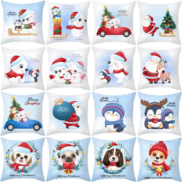 Weihnachtskissenbezüge 45*45 Cartoon bedruckte Kissenbezug Sofa Home Decor Kissenbezüge