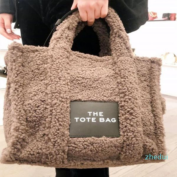 

evening bags brand designer faux fur tote handbags for women winter shopper ladies shoulder bag plush female handle 2021 luxury
