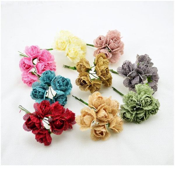 

6pcs artificial flowers for wedding car gift box decorative diy wreath scrapbooking craft simulation flower s jllljo