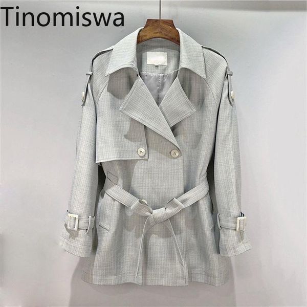 

women's trench coats tinomiswa 2021 elegant ladies jackets turn down collar long sleeve plaid women temperament korean fashion outerwe, Tan;black
