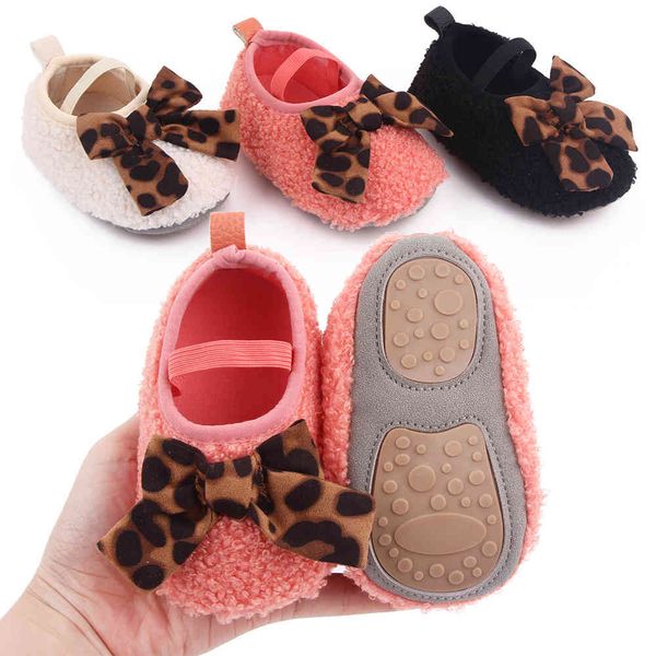 

walker baby shoes 0-1-year-old set foot teddy leopard bow walking 2681