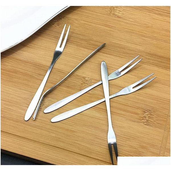 

stainless steel fruit fork dessert mooncake cake snack knife fork two-toothed fruit fork jllsru warmslove