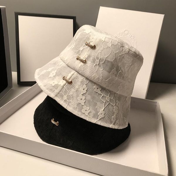 

wide brim hats korean style lace hat for women soft flower sun floppy hollow summer fisherman ladies bucket 2021, Blue;gray