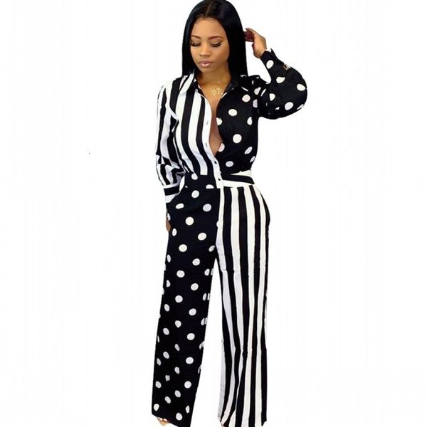 

new casual fall female high-waisted straight 2021 polka dot stripe shreds lady in office overalls 8j9u, Gray