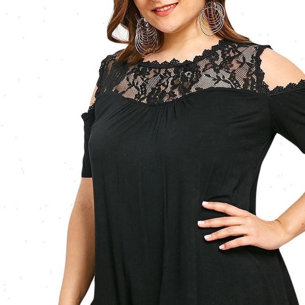 

blouse women off shoulder tunic lace splice patchwork female cold shoulder large size xl 5xl blusa dropship 1, White