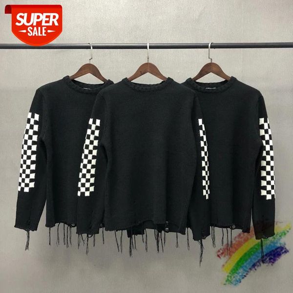 

black and white squares rhude knit sweater men women rhude sweaters 1:1 tassel knitted sweatercoat checkerboard #xy1g, White;black