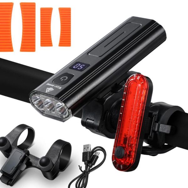 

bike lights west biking light usb cable waterproof headlight cycling front lamp aluminum alloy digital power display