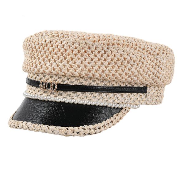

2021 new newsboy women straw caps flat visor pearl cap wvtl, Blue;gray