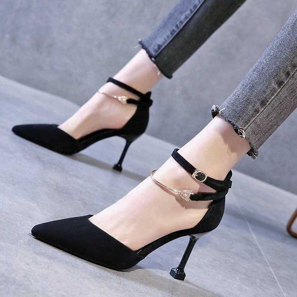 

spring and autumn wedding party women stiletto pumps high heels pointed toe shoes for ladies brand fashion women pumps 210611, Black