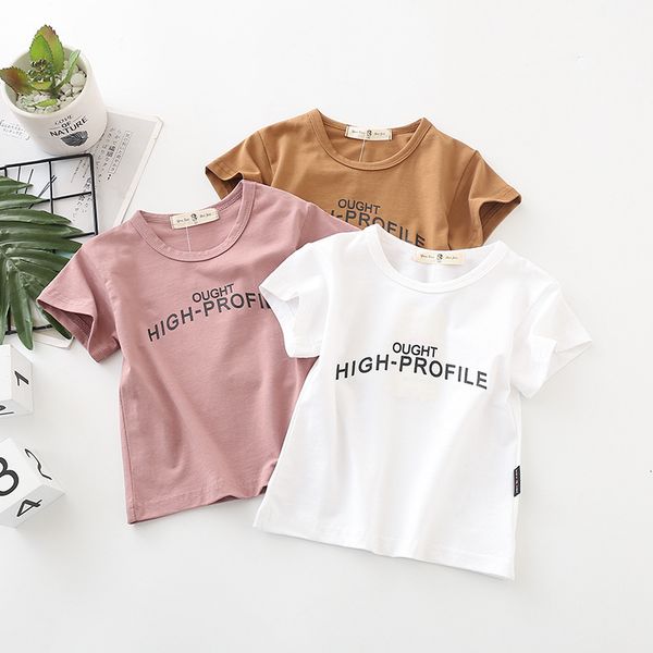 

summer new boys' and girls' short sleeve 2020 letter t-shirt, Black;white