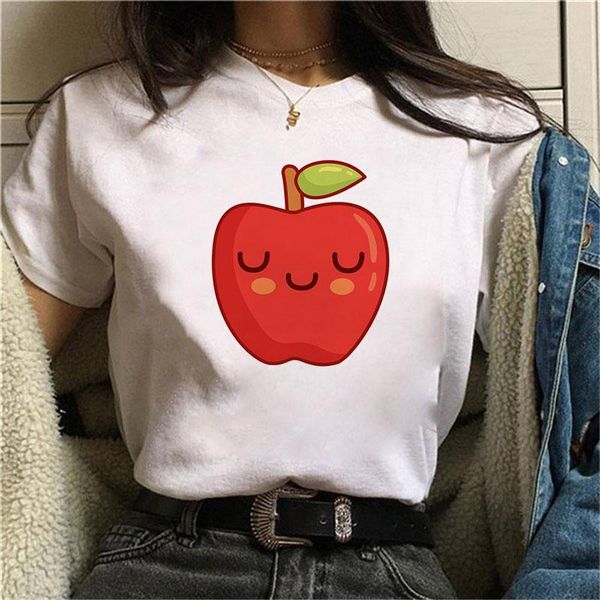 

women's t-shirt women tees strawberry graphic print white summer short sleeve oversized female clothing t-shirts for girls